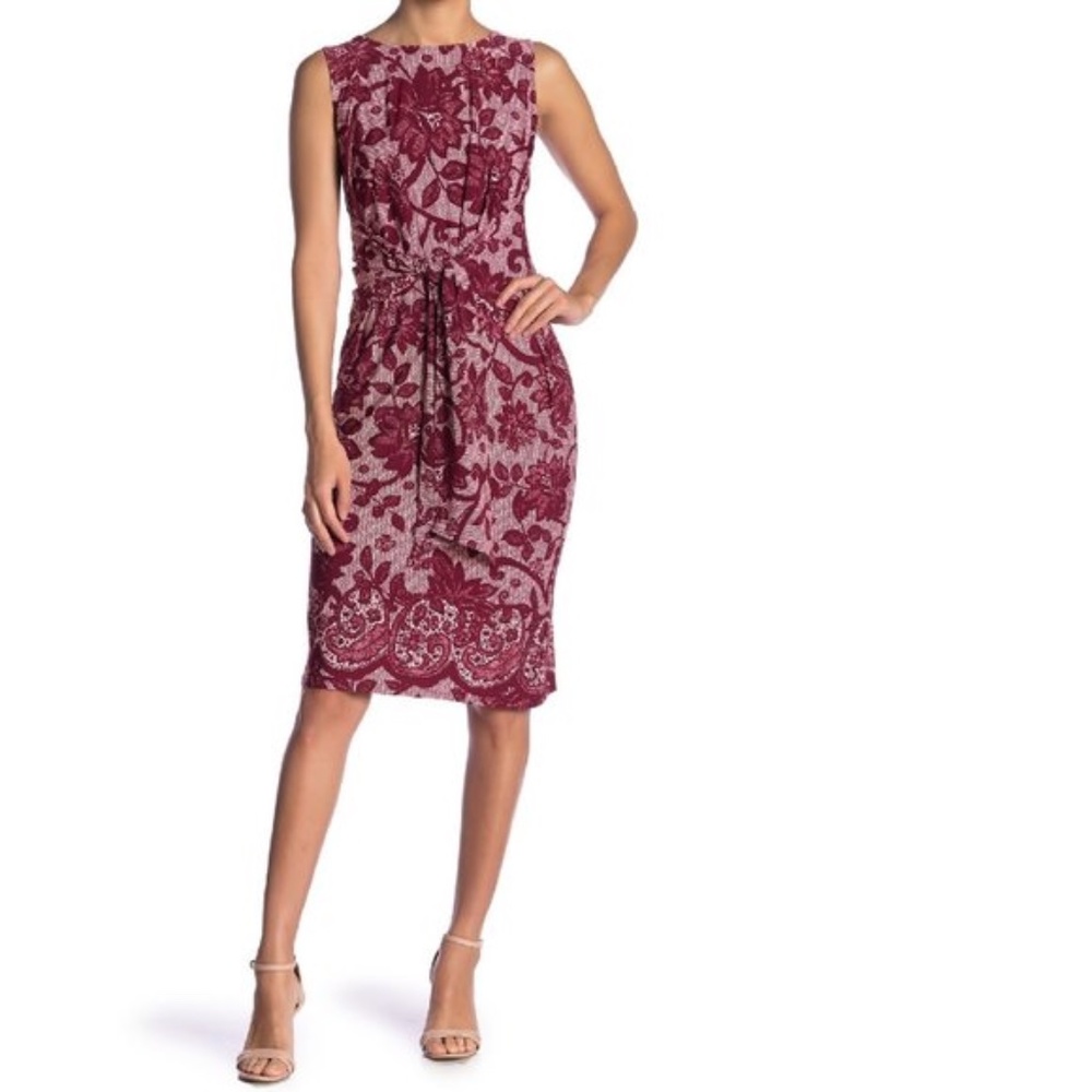 Leota Regina Front Tie Print Sleeveless Dress